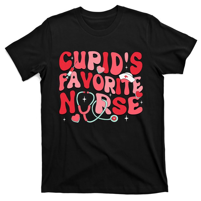 Groovy Cupids Favorite Nurse Valentines Day Nurse Life T-Shirt