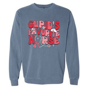 Groovy Cupids Favorite Nurse Valentines Day Nurse Life Garment-Dyed Sweatshirt