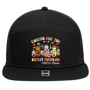 Groovy Caring For The Cutest Pumpkins Nicu Nurse Halloween 7 Panel Mesh Trucker Snapback Hat