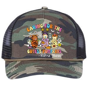 Groovy Caring For The Cutest Pumpkins Nicu Nurse Halloween Retro Rope Trucker Hat Cap