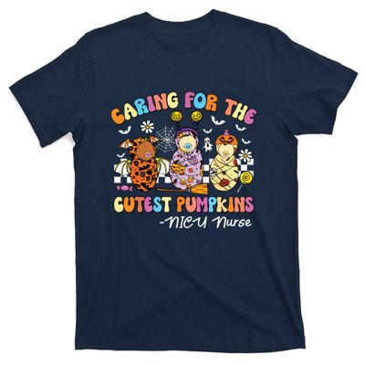 Groovy Caring For The Cutest Pumpkins Nicu Nurse Halloween T-Shirt