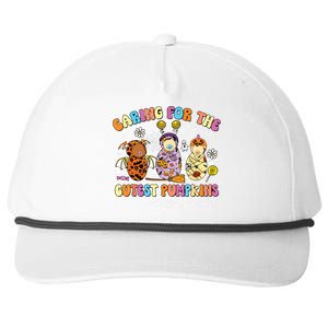 Groovy Caring For The Cutest Pumpkins Nicu Nurse Halloween Snapback Five-Panel Rope Hat