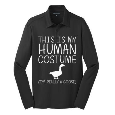 Goose Costume Fun DIY Halloween Gift for Waterfowl Lovers Silk Touch Performance Long Sleeve Polo