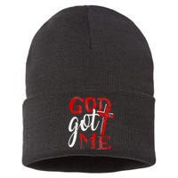 God Christian Faithcross Got Me Religion Quote Inspriration Sustainable Knit Beanie