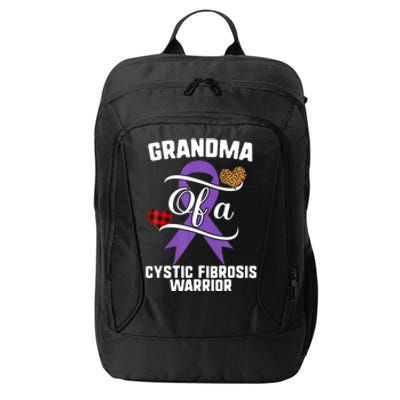 Grandma Cystic Fibrosis Awareness Leopard Buffalo Plaid Gift City Backpack