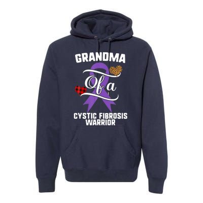 Grandma Cystic Fibrosis Awareness Leopard Buffalo Plaid Gift Premium Hoodie