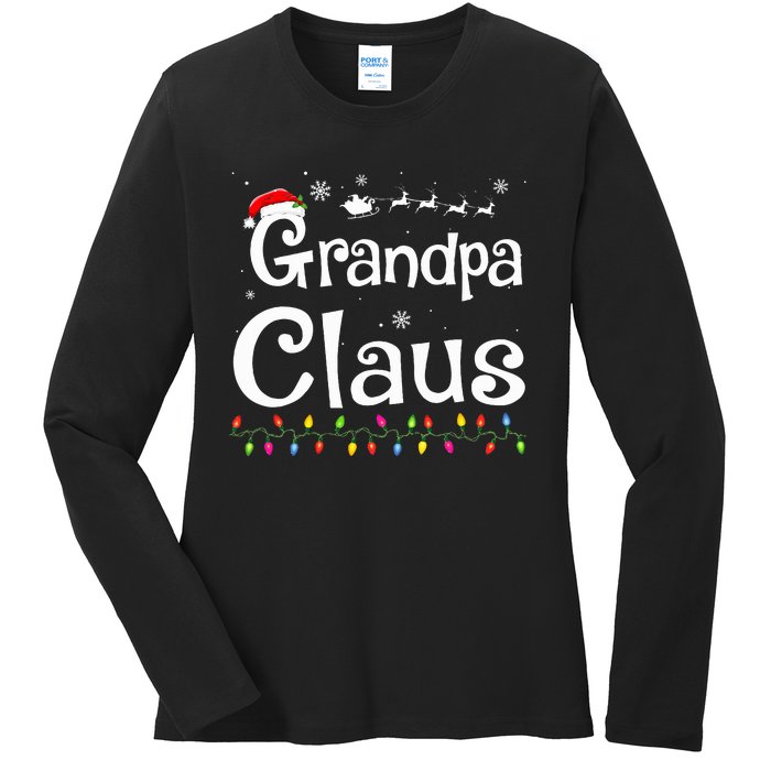 Grandpa Claus Funny Family Santa Pajamas Christmas Idea  Ladies Long Sleeve Shirt