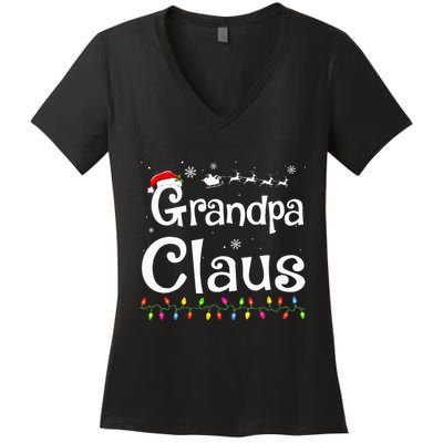 Grandpa Claus Funny Family Santa Pajamas Christmas Idea  Women's V-Neck T-Shirt