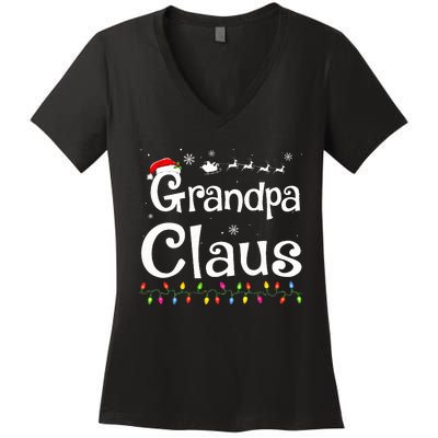 Grandpa Claus Funny Family Santa Pajamas Christmas Idea  Women's V-Neck T-Shirt