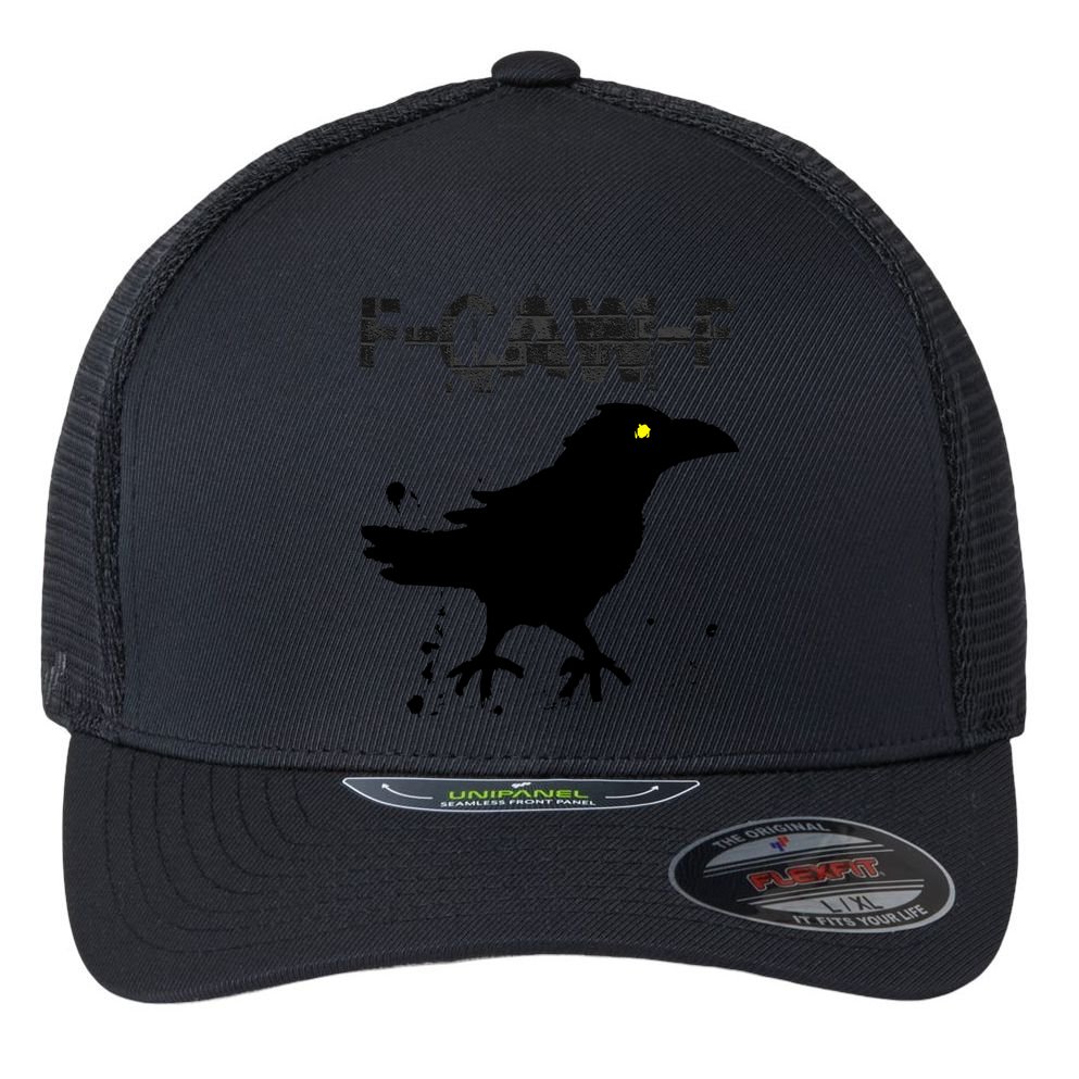  Grunge Coffee F-CAW-F Crow Adult Humor Graphic  Flexfit Unipanel Trucker Cap