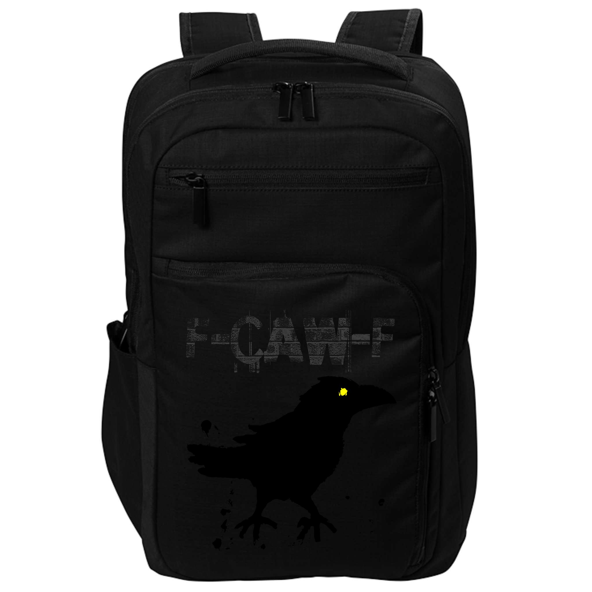  Grunge Coffee F-CAW-F Crow Adult Humor Graphic  Impact Tech Backpack