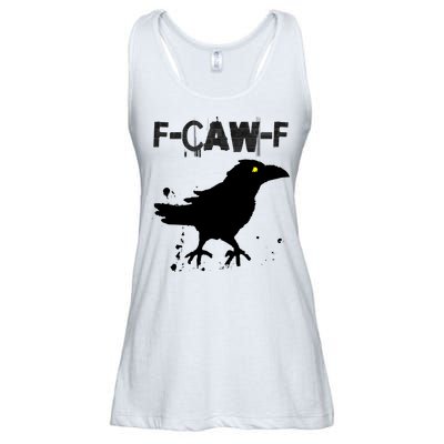  Grunge Coffee F-CAW-F Crow Adult Humor Graphic  Ladies Essential Flowy Tank