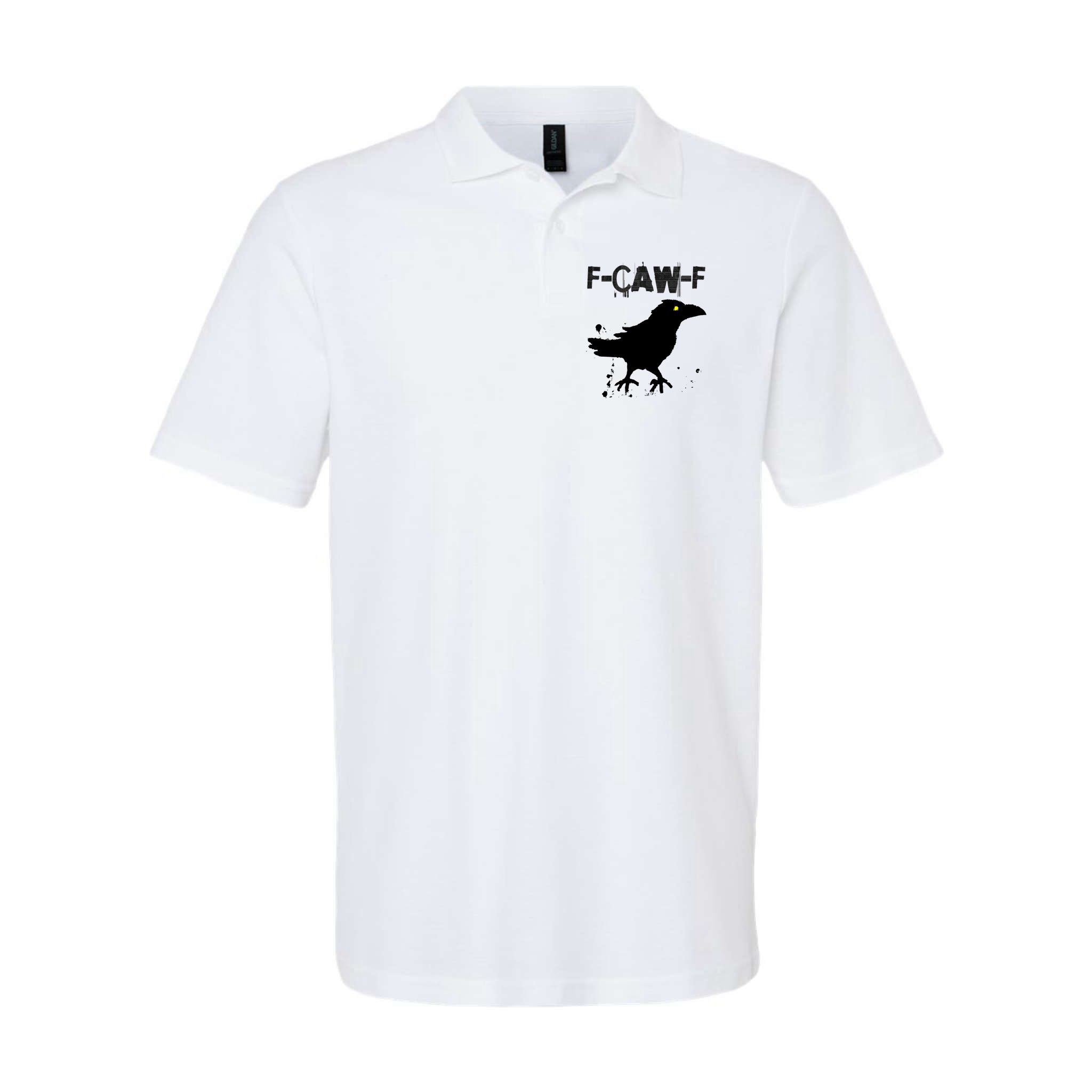  Grunge Coffee F-CAW-F Crow Adult Humor Graphic  Polo