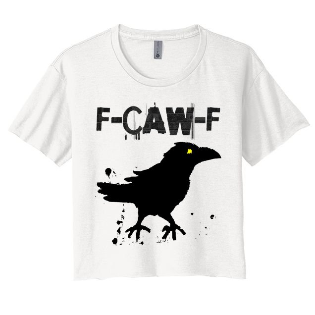  Grunge Coffee F-CAW-F Crow Adult Humor Graphic  Crop Top