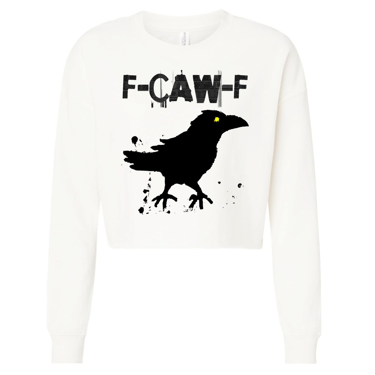  Grunge Coffee F-CAW-F Crow Adult Humor Graphic  Cropped Pullover Crew