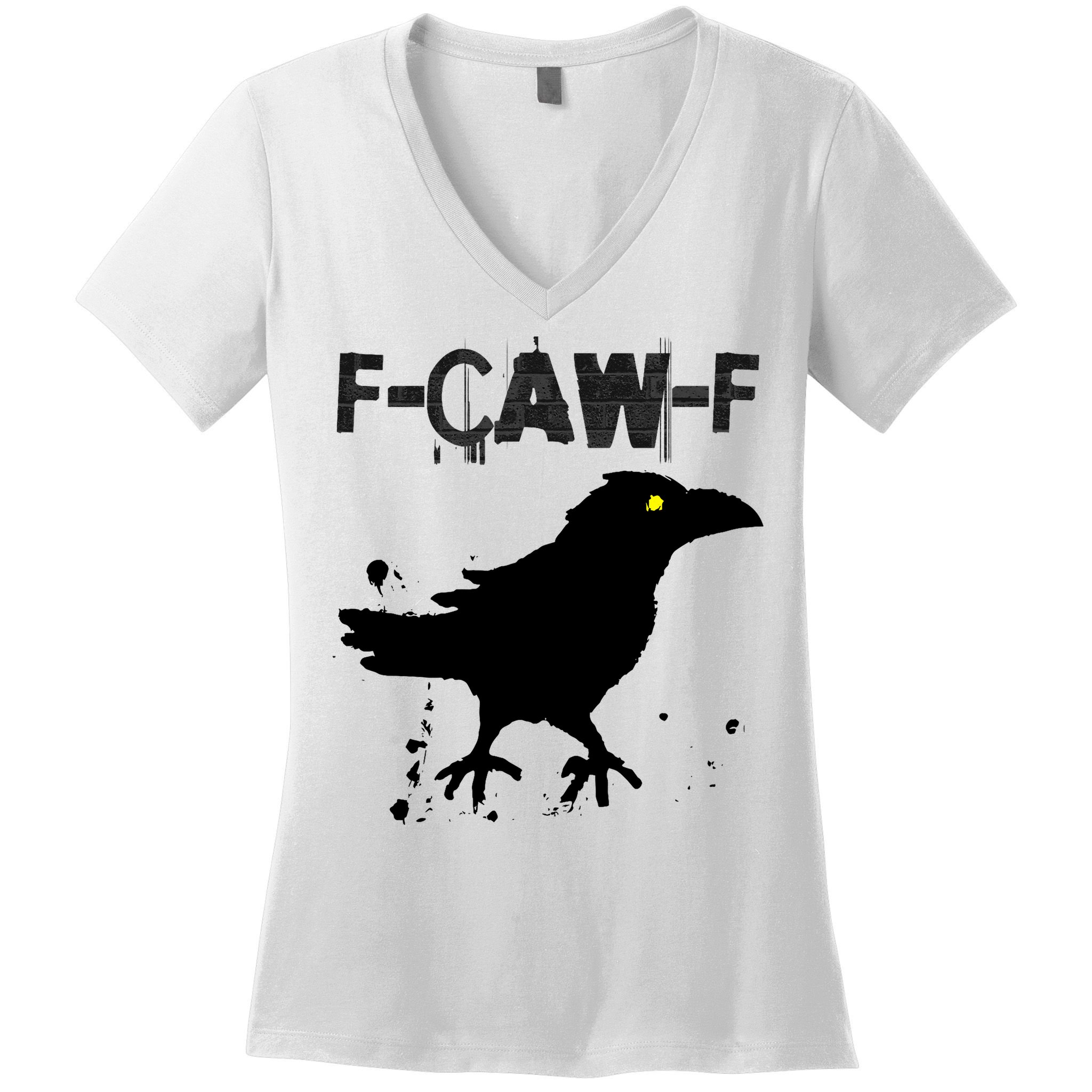  Grunge Coffee F-CAW-F Crow Adult Humor Graphic  Women's V-Neck T-Shirt