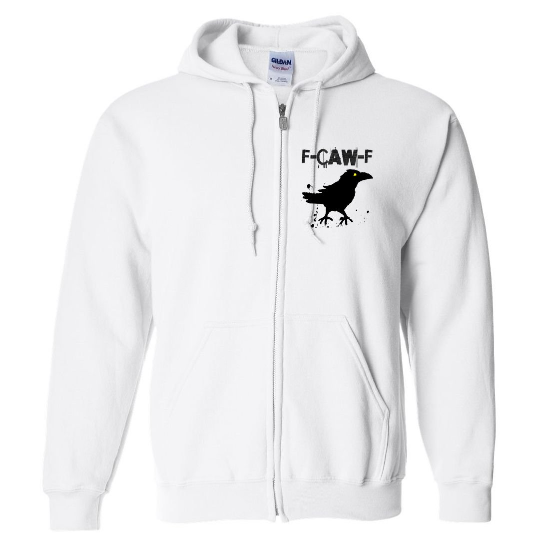  Grunge Coffee F-CAW-F Crow Adult Humor Graphic  Full Zip Hoodie