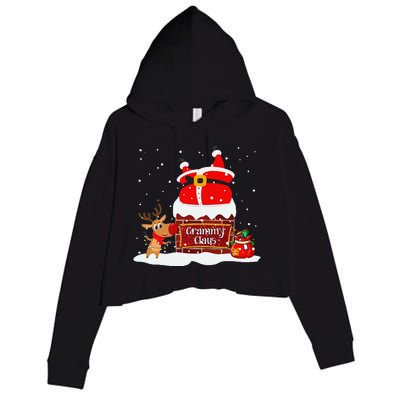 Grammy Claus Fat Santa Stuck In The Chimney Christmas Crop Fleece Hoodie