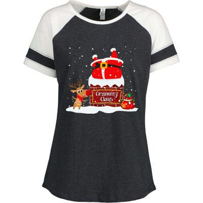 Grammy Claus Fat Santa Stuck In The Chimney Christmas Enza Ladies Jersey Colorblock Tee