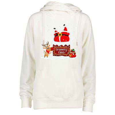 Grammy Claus Fat Santa Stuck In The Chimney Christmas Womens Funnel Neck Pullover Hood