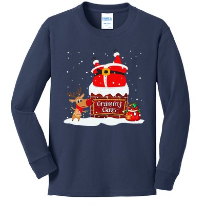 Grammy Claus Fat Santa Stuck In The Chimney Christmas Kids Long Sleeve Shirt