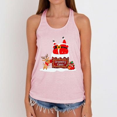 Grammy Claus Fat Santa Stuck In The Chimney Christmas Women's Knotted Racerback Tank