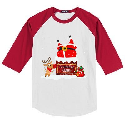 Grammy Claus Fat Santa Stuck In The Chimney Christmas Kids Colorblock Raglan Jersey