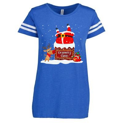 Grammy Claus Fat Santa Stuck In The Chimney Christmas Enza Ladies Jersey Football T-Shirt