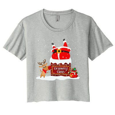 Grammy Claus Fat Santa Stuck In The Chimney Christmas Women's Crop Top Tee