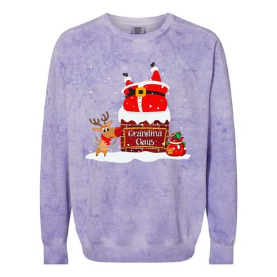 Grandma Claus Fat Santa Stuck In The Chimney Christmas Colorblast Crewneck Sweatshirt