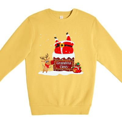 Grandma Claus Fat Santa Stuck In The Chimney Christmas Premium Crewneck Sweatshirt