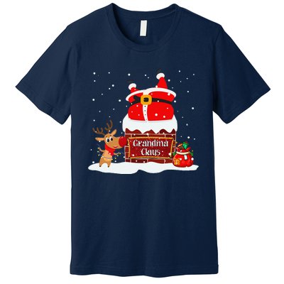 Grandma Claus Fat Santa Stuck In The Chimney Christmas Premium T-Shirt