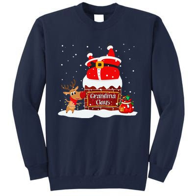 Grandma Claus Fat Santa Stuck In The Chimney Christmas Tall Sweatshirt