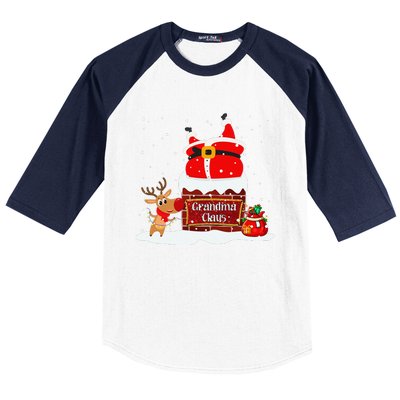 Grandma Claus Fat Santa Stuck In The Chimney Christmas Baseball Sleeve Shirt