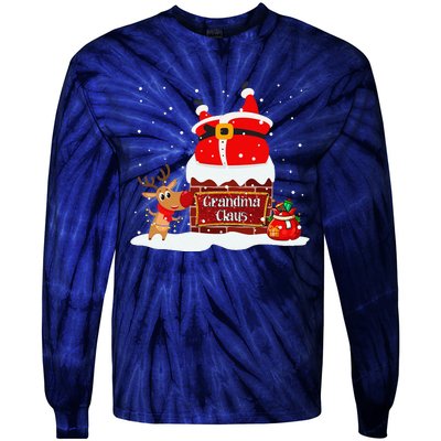 Grandma Claus Fat Santa Stuck In The Chimney Christmas Tie-Dye Long Sleeve Shirt