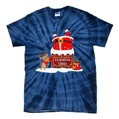 Grandma Claus Fat Santa Stuck In The Chimney Christmas Tie-Dye T-Shirt