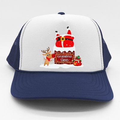 Grandma Claus Fat Santa Stuck In The Chimney Christmas Trucker Hat