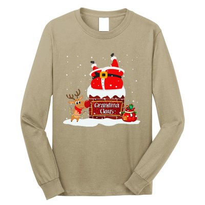 Grandma Claus Fat Santa Stuck In The Chimney Christmas Long Sleeve Shirt