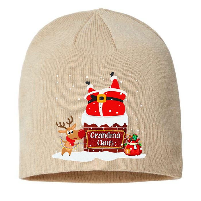 Grandma Claus Fat Santa Stuck In The Chimney Christmas Sustainable Beanie