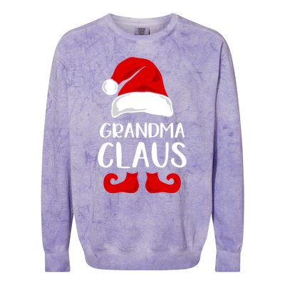 Grandma Claus Funny Grandma Santa Claus Red Christmas Hat Funny Gift Colorblast Crewneck Sweatshirt