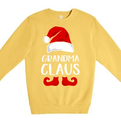 Grandma Claus Funny Grandma Santa Claus Red Christmas Hat Funny Gift Premium Crewneck Sweatshirt