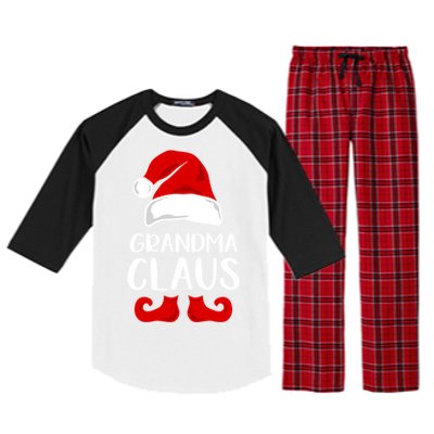 Grandma Claus Funny Grandma Santa Claus Red Christmas Hat Funny Gift Raglan Sleeve Pajama Set