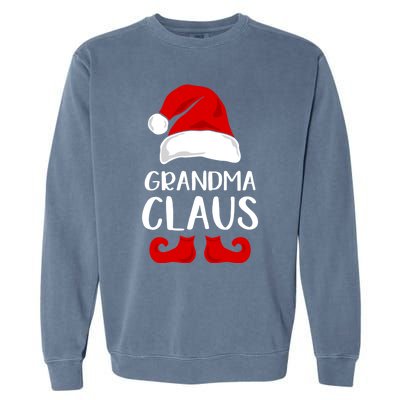 Grandma Claus Funny Grandma Santa Claus Red Christmas Hat Funny Gift Garment-Dyed Sweatshirt