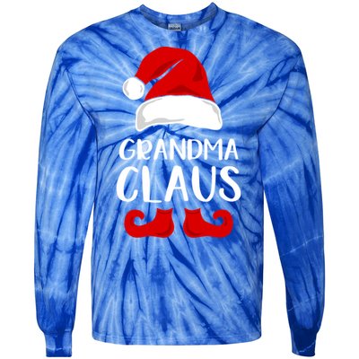 Grandma Claus Funny Grandma Santa Claus Red Christmas Hat Funny Gift Tie-Dye Long Sleeve Shirt