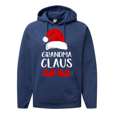 Grandma Claus Funny Grandma Santa Claus Red Christmas Hat Funny Gift Performance Fleece Hoodie