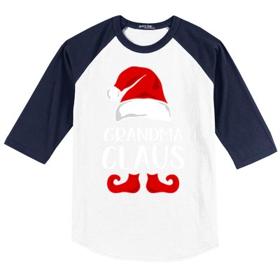 Grandma Claus Funny Grandma Santa Claus Red Christmas Hat Funny Gift Baseball Sleeve Shirt