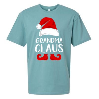 Grandma Claus Funny Grandma Santa Claus Red Christmas Hat Funny Gift Sueded Cloud Jersey T-Shirt