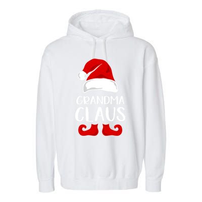 Grandma Claus Funny Grandma Santa Claus Red Christmas Hat Funny Gift Garment-Dyed Fleece Hoodie