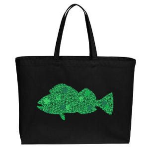 Green Clover Fish St Patrick's Day Love Fishing Gift Cotton Canvas Jumbo Tote