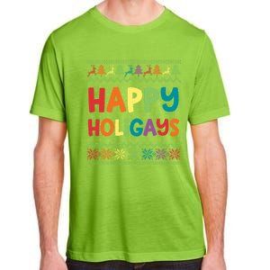 Gay Christmas Funny Lgbt Happy Holigays Rainbow Party Gift Meaningful Gift Adult ChromaSoft Performance T-Shirt